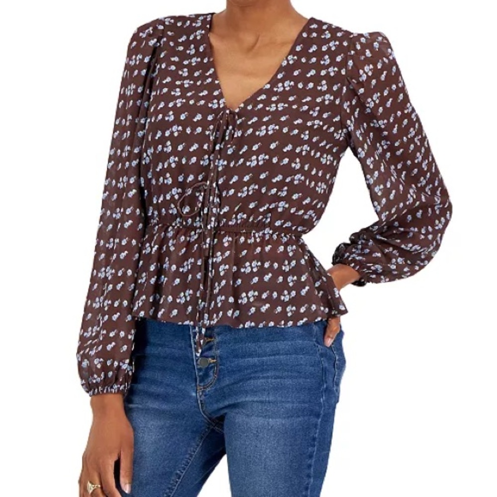 Lucy Paris long sleeve peplum top, Size M